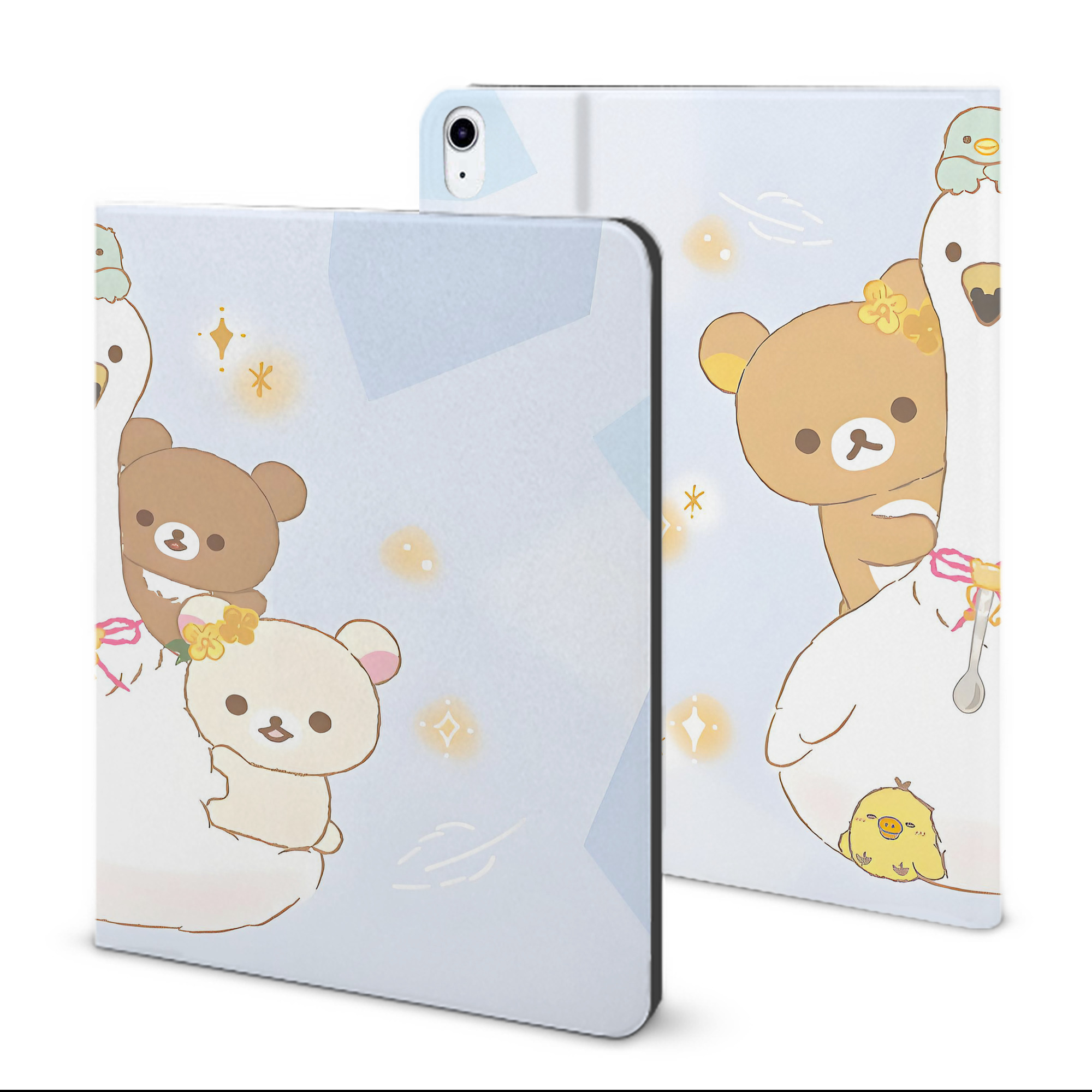 （画像用） リラックマ リラックマ キイロイトリ Rilakkuma Korilakkuma Kiiroitori IPad ケース ブック型 PUレザー TPU 耐衝撃 軽量 薄型 ペン収納なし 全面保護 IPad 各モデル対応
